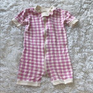 Hanna Andersson Pink Gingham 2-Way Zip Shortie Sleeper Pajamas